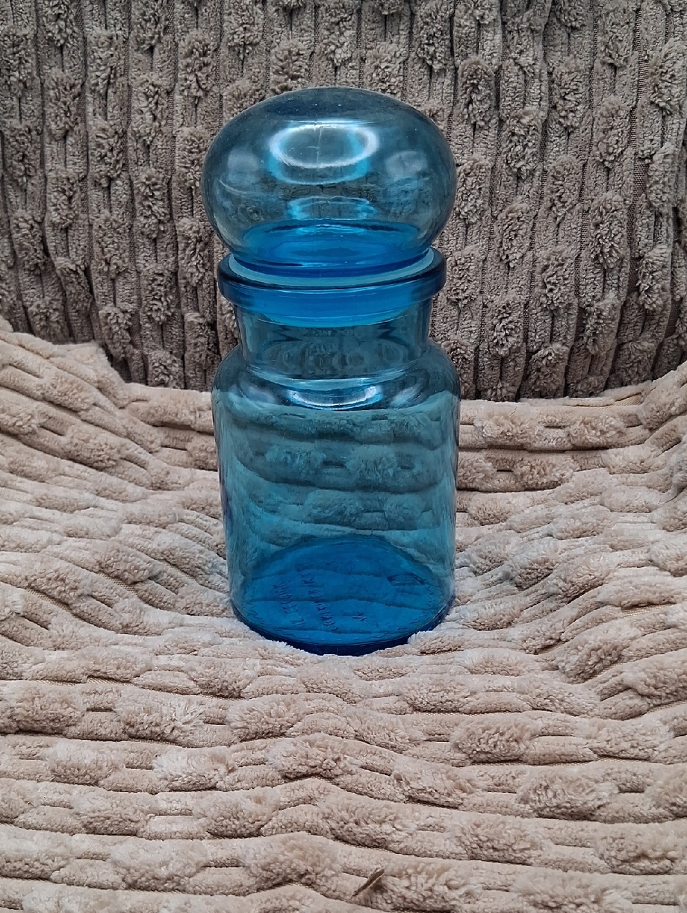 Vintage Cobalt Blue Apothecary Jar with Rounded Lid